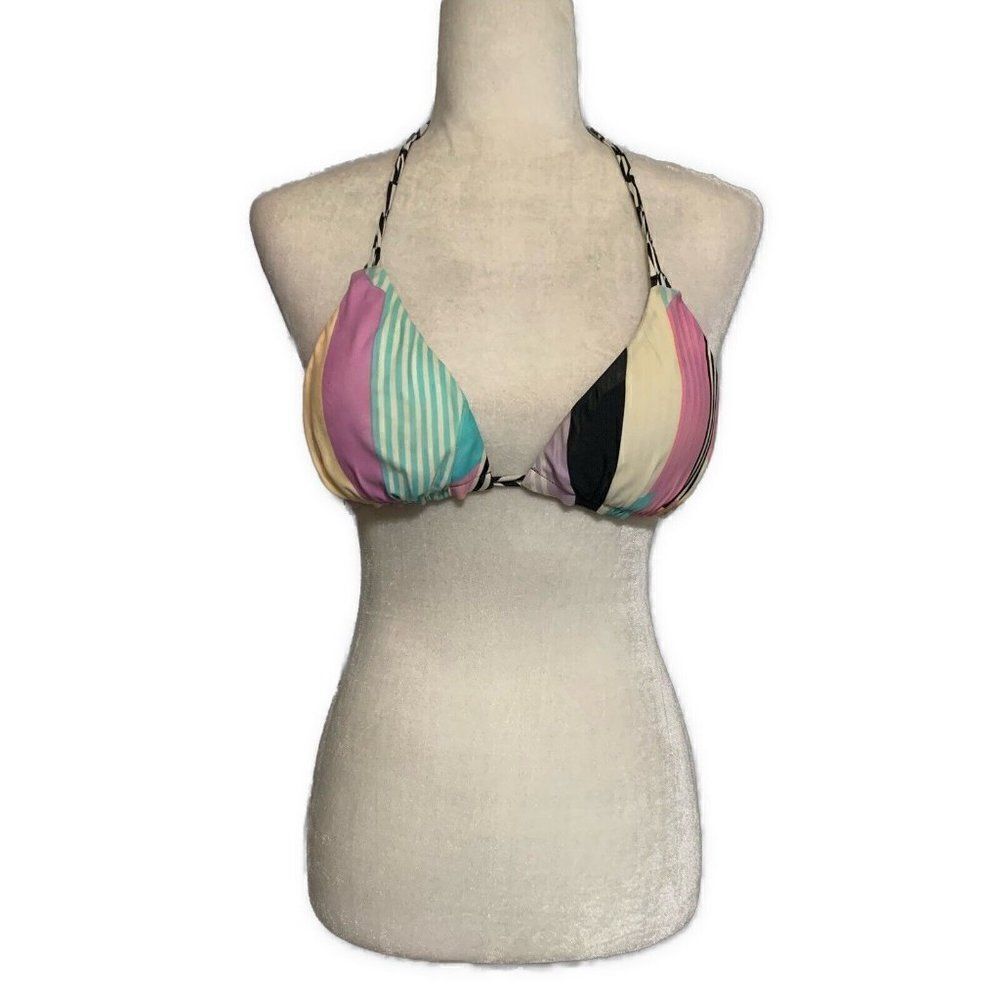 B Swim Pink Black Purple Yellow Push Up Bikini Top Small